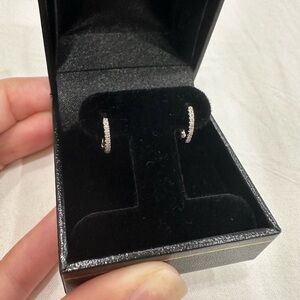 White Gold Delicate Hoop Huggies Earrings Jewelry